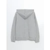 LCWAIKIKI Classic Gri Kapüşonlu Oversize Kadın Fermuarlı Sweatshirt