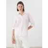LCWAIKIKI Classic Pembe Çizgili Kadın Gömlek