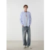 XSIDE Mavi Rahat Kalıp Uzun Kollu Çizgili Erkek Gömlek