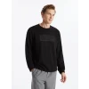 LCWAIKIKI Classic Siyah Bisiklet Yaka Uzun Kollu Baskılı Erkek Sweatshirt