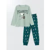 LCW Kids Yeşil Snoopy Baskılı Erkek Çocuk Pijama Takım