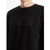 LCWAIKIKI Classic Siyah Bisiklet Yaka Uzun Kollu Baskılı Erkek Sweatshirt