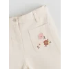 LCW Kids Ekru Beli Lastikli Çiçekli Kız Çocuk Pantolon