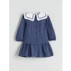 LCW Kids Lacivert Bebe Yaka Ekose Kız Çocuk Elbise