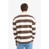 Defacto E8440AXBN539 Kahve Boxy Fit Polo Yaka Çizgili Waffle Sweatshirt