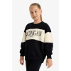 Defacto E6418A8BK81 Siyah Kız Çocuk 2li Takım Baskılı Sweatshirt Eşofman Altı