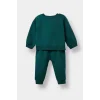 Defacto E8430A5GN671 Yeşil Erkek Bebek 2li Takım Basic Düz Sweatshirt Eşofman Altı