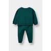 Defacto E8430A5GN671 Yeşil Erkek Bebek 2li Takım Basic Düz Sweatshirt Eşofman Altı