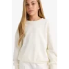 Defacto E6474A8ER105 Ekru Kız Çocuk Okul Relax Fit Bisiklet Yaka Baskılı 2li Sweatshirt