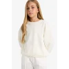 Defacto E6474A8ER105 Ekru Kız Çocuk Okul Relax Fit Bisiklet Yaka Baskılı 2li Sweatshirt