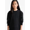 Defacto A2797A8BK81 Siyah Kız Çocuk Relax Fit Bisiklet Yaka Basic Düz Okul Sweatshirt