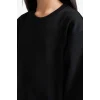 Defacto A2797A8BK81 Siyah Kız Çocuk Relax Fit Bisiklet Yaka Basic Düz Okul Sweatshirt