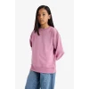 Defacto A2797A8PN455 Pembe Kız Çocuk Relax Fit Bisiklet Yaka Basic Düz Okul Sweatshirt