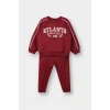 Defacto D2599A5BR285 Bordo Erkek Bebek 2li Takım Baskılı Okul Sweatshirt Eşofman Altı