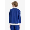 Defacto F1966A8BE325 Mavi Erkek Çocuk Baskılı Fermuarlı Sweatshirt