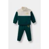 Defacto F3260A5GN671 Yeşil Erkek Bebek 2li Takım Baskılı Okul Fermuarlı Sweatshirt Eşofman Altı