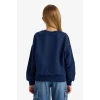 Defacto E8894A8NV241 Lacivert Kız Çocuk Relax Fit Bisiklet Yaka Baskılı Sweatshirt