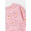 Defacto F0514A5PN99 Pembe Kız Bebek 2li Takım Çiçekli Sweatshirt İspanyol Paça Tayt