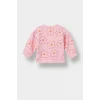 Defacto F0514A5PN99 Pembe Kız Bebek 2li Takım Çiçekli Sweatshirt İspanyol Paça Tayt