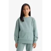 Defacto A2797A8GN1129 Yeşil Kız Çocuk Relax Fit Bisiklet Yaka Basic Düz Okul Sweatshirt