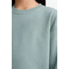 Defacto A2797A8GN1129 Yeşil Kız Çocuk Relax Fit Bisiklet Yaka Basic Düz Okul Sweatshirt