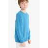 Defacto E8415A8BE278 Mavi Erkek Çocuk Bisiklet Yaka Basic Düz Okul Sweatshirt