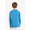Defacto E8415A8BE278 Mavi Erkek Çocuk Bisiklet Yaka Basic Düz Okul Sweatshirt