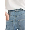Defacto E9152AXNM28 Mavi Baggy Fit Yüksek Bel Uzun Jean Yıkamalı Pantolon