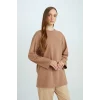 Defacto D4897AXBN299 Kahve Regular Fit Bisiklet Yaka Basic Düz Uzun Kollu Tişört Tunik