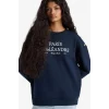 Defacto F7885AXNV135 Lacivert Relax Fit Bisiklet Yaka Baskılı Kalın Sweatshirt