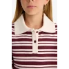 Defacto F8399A8BR194 Bordo Kız Çocuk Relax Fit Polo Yaka Çizgili Uzun Kollu Okul Tişörtü