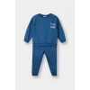 Defacto E8990A5BE376 Mavi Erkek Bebek 2li Takım Baskılı Sweatshirt Eşofman Altı