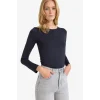 Defacto D3756AXBK81 Siyah Slim Fit Dar Kesim Bisiklet Yaka Basic Düz Uzun Kollu Tişört