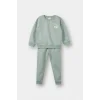 Defacto E8995A5GN50 Yeşil Kız Bebek 2li Takım İçi Yumuşak Tüylü Baskılı Sweatshirt Eşofman Altı