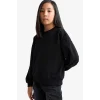 Defacto E6473A8BK81 Siyah Kız Çocuk Relax Fit Bisiklet Yaka Baskılı 2li Sweatshirt