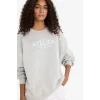 Defacto F0274AXGR93 Gri Oversize Geniş Kalıp Bisiklet Yaka Baskılı Kalın Sweatshirt