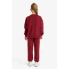 Defacto E6416A8BR281 Bordo Kız Çocuk 2li Takım Baskılı Sweatshirt Eşofman Altı