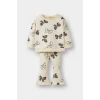 Defacto F0508A5ER99 Ekru Kız Bebek 2li Takım Fiyonk Desenli Sweatshirt İspanyol Paça Tayt