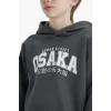 Defacto D4347A8AR58 Antrasit Erkek Çocuk Kapüşonlu İçi Yumuşak Tüylü Baskılı Sweatshirt