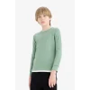 Defacto V1186A6GN1125 Yeşil Erkek Çocuk Bisiklet Yaka Basic Düz Waffle Uzun Kollu Okul Tişörtü