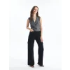 LCW Jeans Siyah Wideleg Kadın Kargo Jean Pantolon