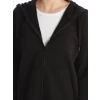 LCW Vision Siyah Kapüşonlu Oversize Kadın Kalın Fermuarlı Sweatshirt