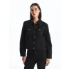 LCW Vision Siyah Gömlek Yaka Kadın Jean Ceket