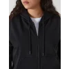 LCW Vision Siyah Kapüşonlu Oversize Kadın Kalın Fermuarlı Sweatshirt