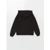 LCW Vision Siyah Kapüşonlu Oversize Kadın Kalın Fermuarlı Sweatshirt