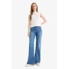 Defacto E9166AXNM28 Mavi Mia Flare Fit Normal Bel İspanyol Paça Uzun Jean Pantolon