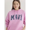 Mavi 1600361-71038 Mavi Logo Baskılı Kapüşonlu Pembe Sweatshirt