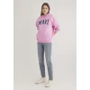 Mavi 1600361-71038 Mavi Logo Baskılı Kapüşonlu Pembe Sweatshirt