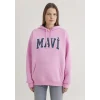Mavi 1600361-71038 Mavi Logo Baskılı Kapüşonlu Pembe Sweatshirt