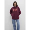 Mavi 1600361-90705 Mavi Logo Baskılı Kapüşonlu Bordo Sweatshirt